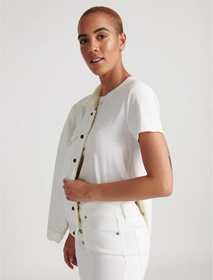 Knit Tops Women Lucky Brand Essential Crew Neck Tee Optic White