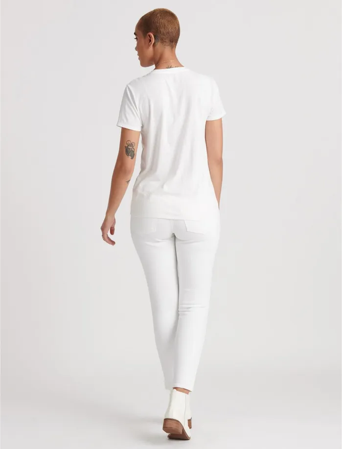 Knit Tops Women Lucky Brand Essential Crew Neck Tee Optic White
