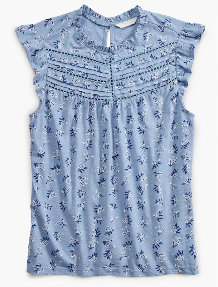 Knit Tops Women Lucky Brand High Neck Printed Shell Blue Multi