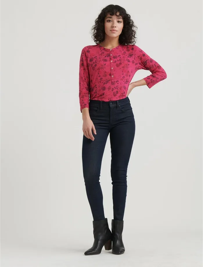 Knit Tops Women Lucky Brand Overdyed Henley Top Pink Multi