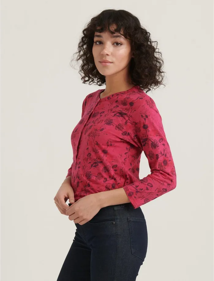 Knit Tops Women Lucky Brand Overdyed Henley Top Pink Multi