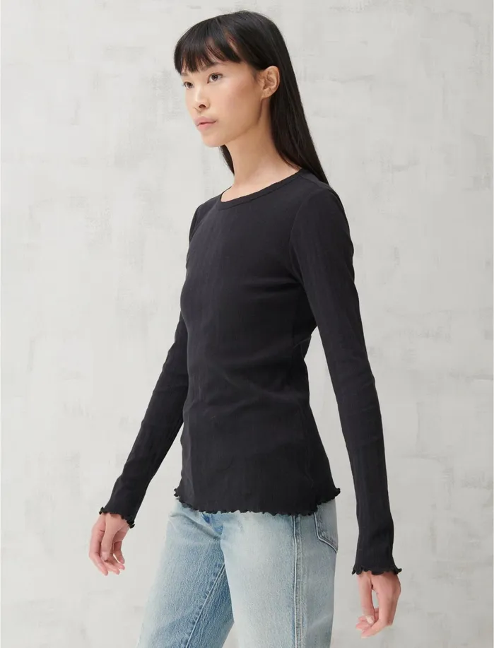 Knit Tops Women Lucky Brand Pointelle Long Sleeve Tee Lucky Black