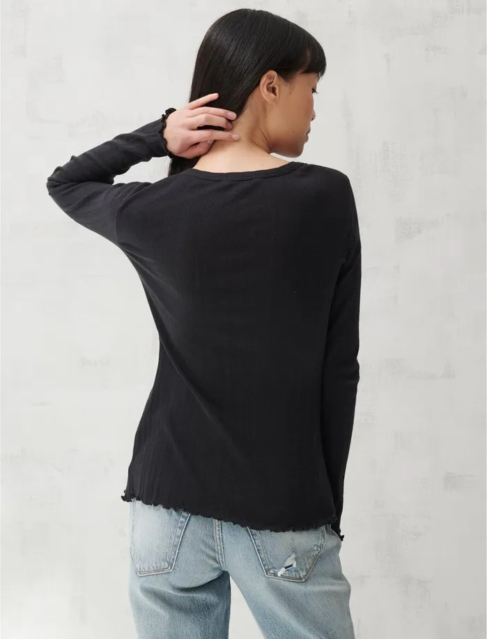 Knit Tops Women Lucky Brand Pointelle Long Sleeve Tee Lucky Black
