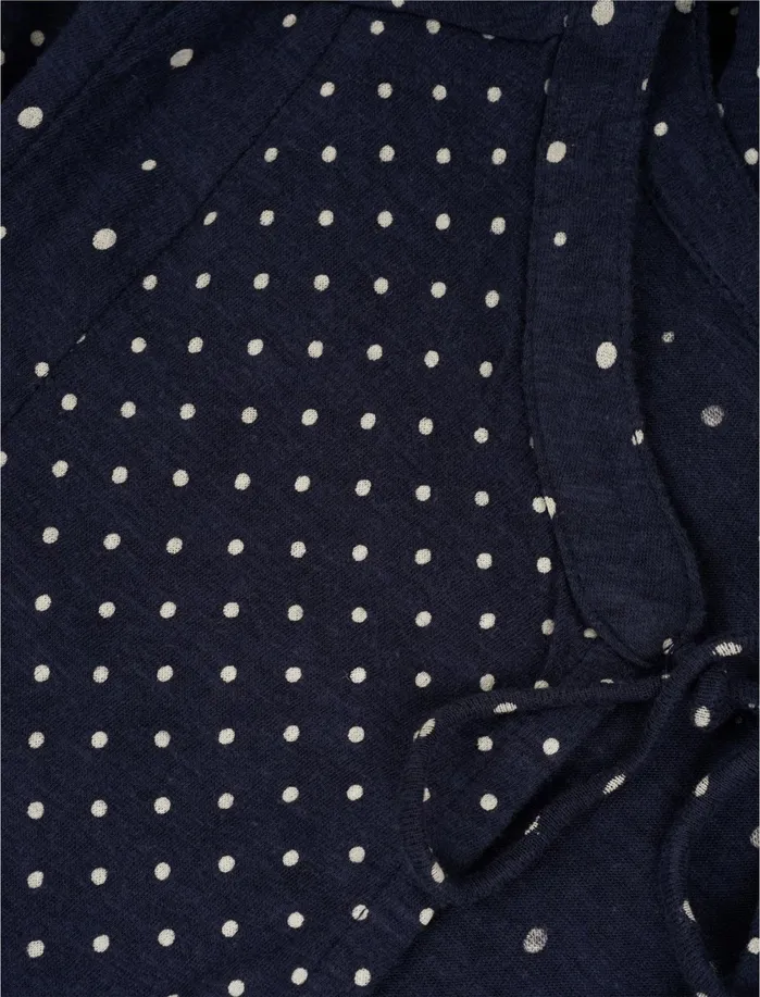 Knit Tops Women Lucky Brand Polka Dot Peplum Top Blue Multi