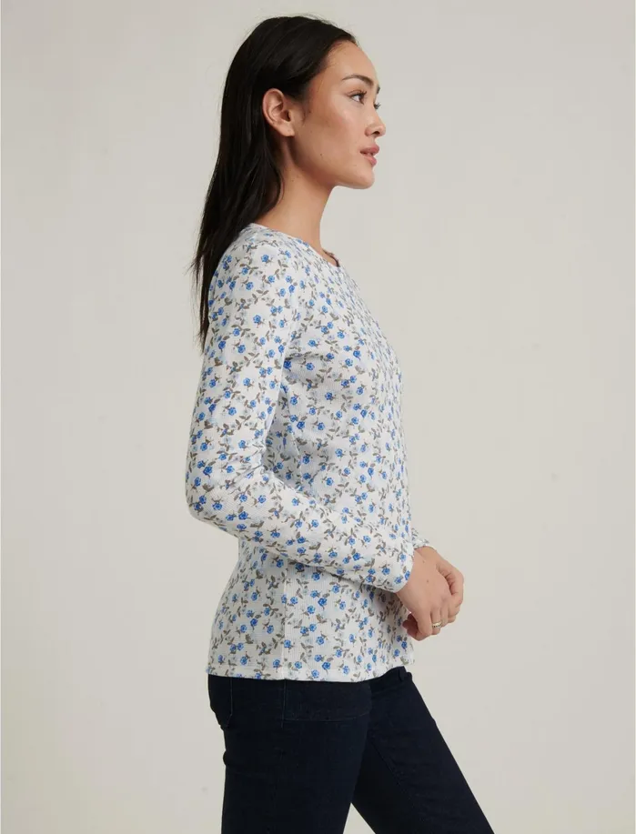 Knit Tops Women Lucky Brand Printed Crew Thermal Top Blue Multi