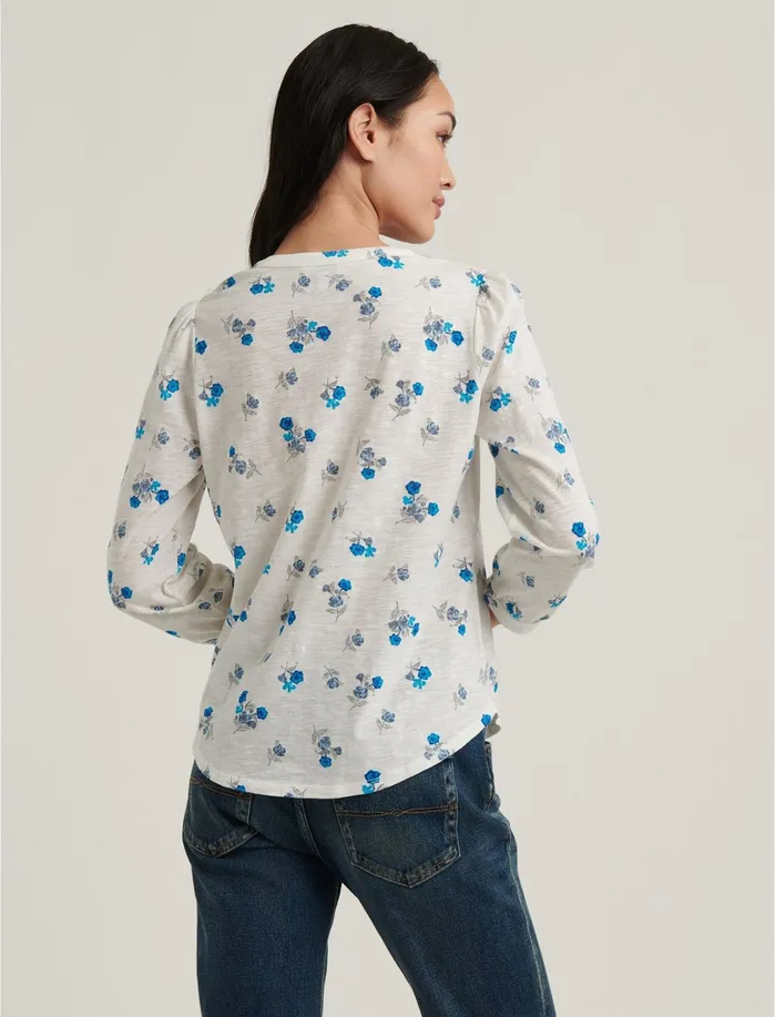 Knit Tops Women Lucky Brand Ruffle Bib Henley Cream Multi
