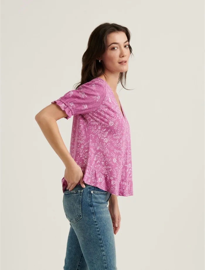 Knit Tops Women Lucky Brand Ruffle Hem Top Purple Multi