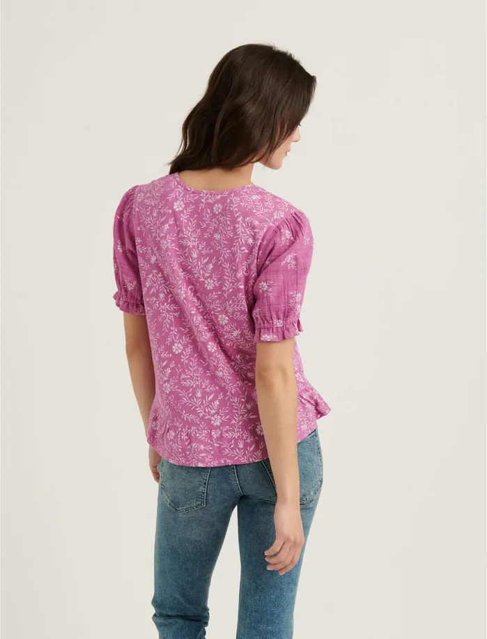 Knit Tops Women Lucky Brand Ruffle Hem Top Purple Multi