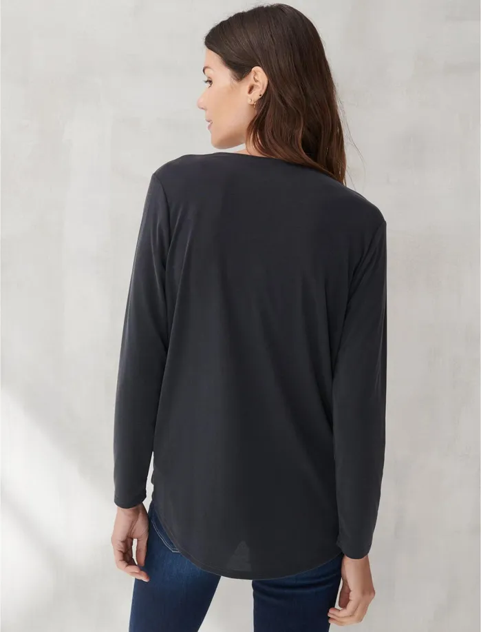 Knit Tops Women Lucky Brand SANDWASH SURPLICE TOP Lucky Black