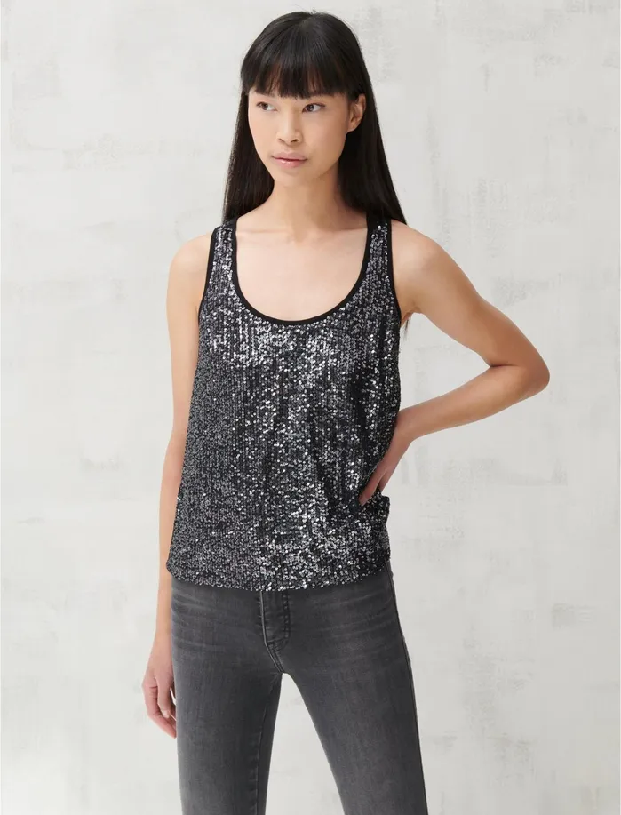 Knit Tops Women Lucky Brand Sequin Tank Lucky Black