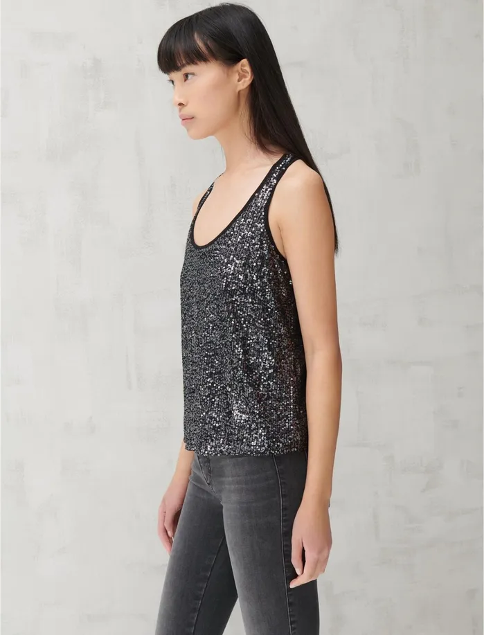 Knit Tops Women Lucky Brand Sequin Tank Lucky Black