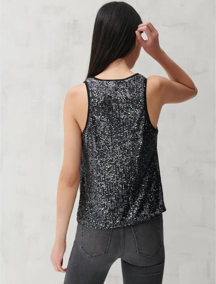 Knit Tops Women Lucky Brand Sequin Tank Lucky Black