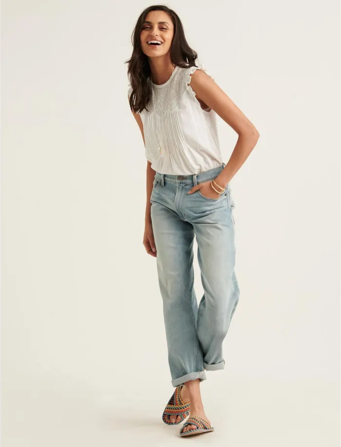 Knit Tops Women Lucky Brand Shiffly Ruffle Shell Top Bright White