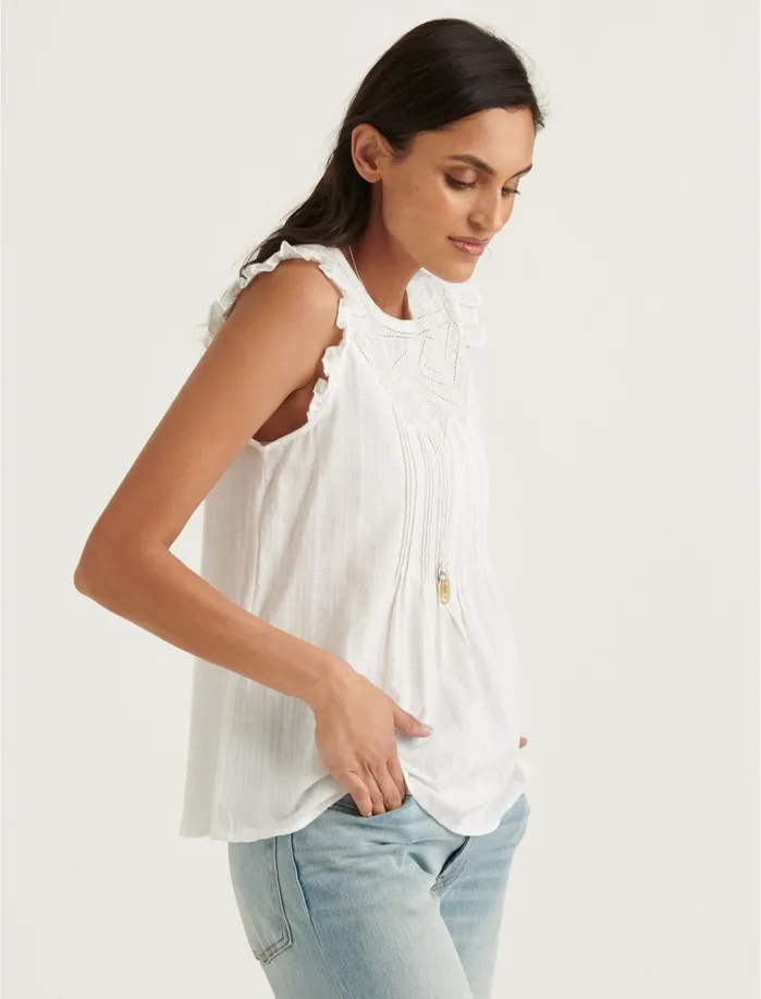 Knit Tops Women Lucky Brand Shiffly Ruffle Shell Top Bright White