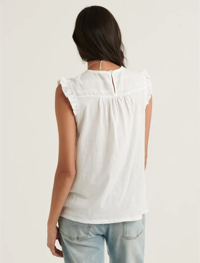 Knit Tops Women Lucky Brand Shiffly Ruffle Shell Top Bright White