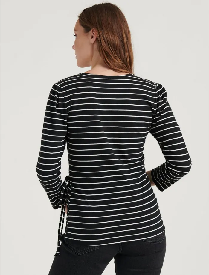 Knit Tops Women Lucky Brand Stripe Wrap Top Blackwhite Stripe