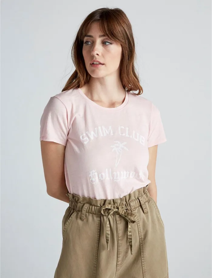 Knit Tops Women Lucky Brand Swim Club Hwood Tee Chalk Pink