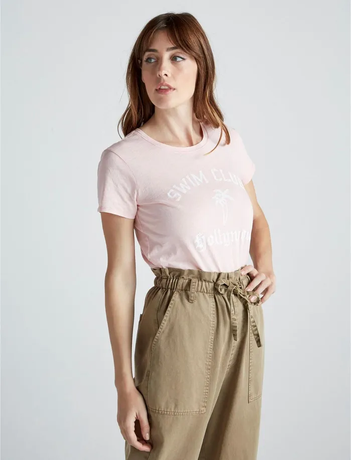 Knit Tops Women Lucky Brand Swim Club Hwood Tee Chalk Pink