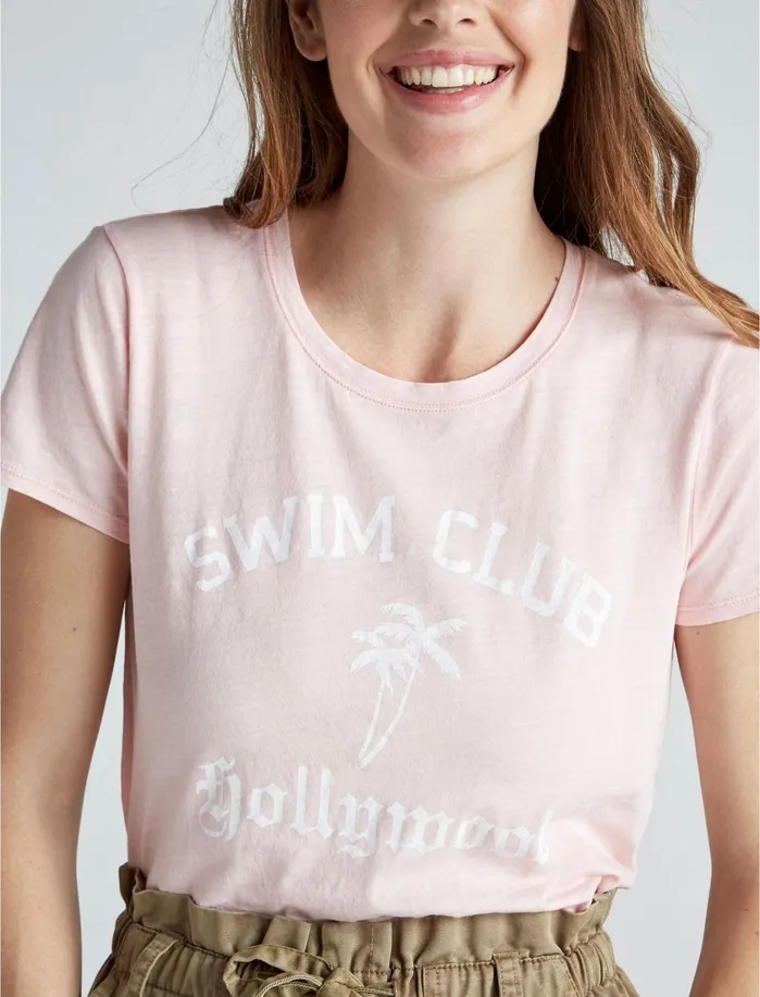 Knit Tops Women Lucky Brand Swim Club Hwood Tee Chalk Pink
