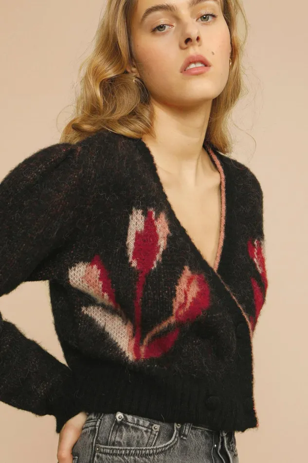LEANDRO Cardigan Black Women Rouje Knits