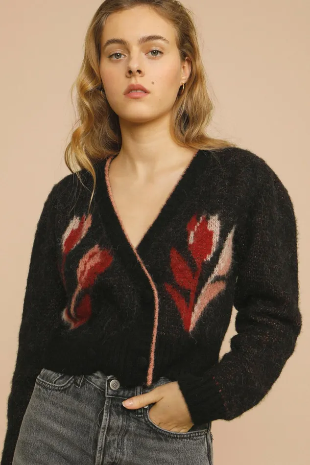 LEANDRO Cardigan Black Women Rouje Knits