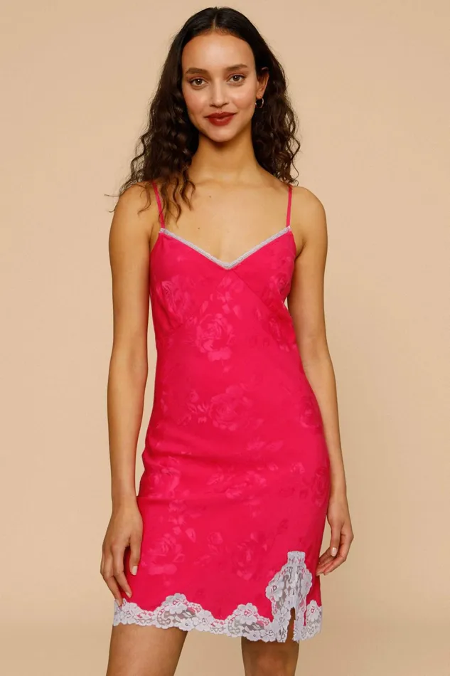 LEILA Dress Jacquard Fushia Women Rouje Dresses