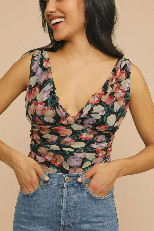 LUCIANO Top Tulipano Noir Women Rouje Blouses and Tops