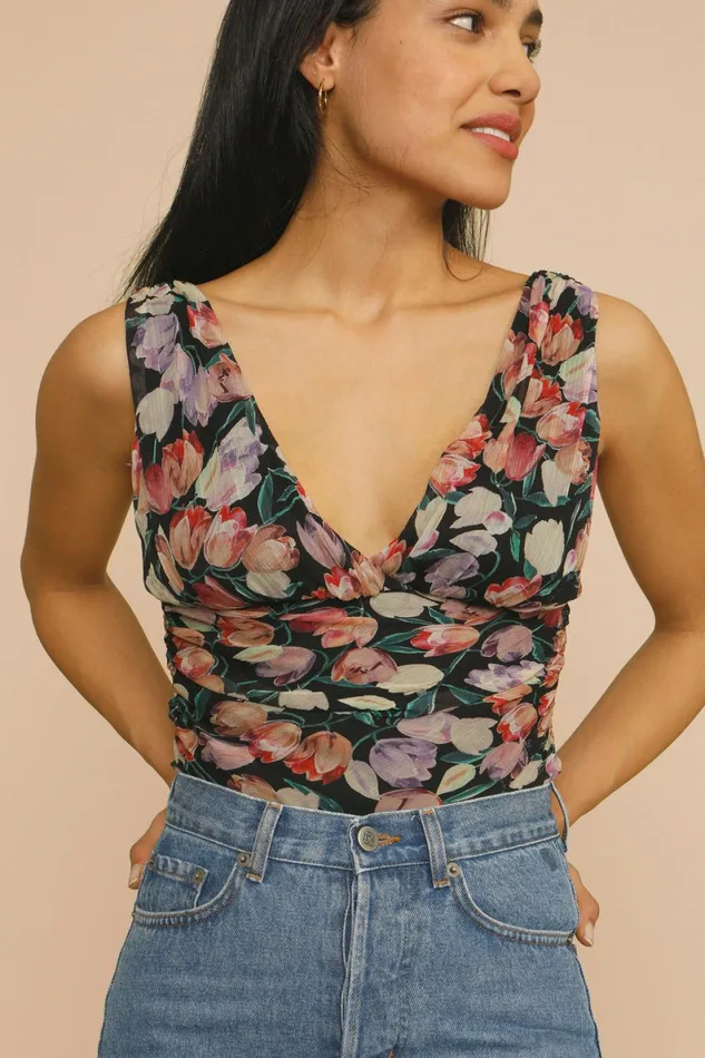 LUCIANO Top Tulipano Noir Women Rouje Blouses and Tops