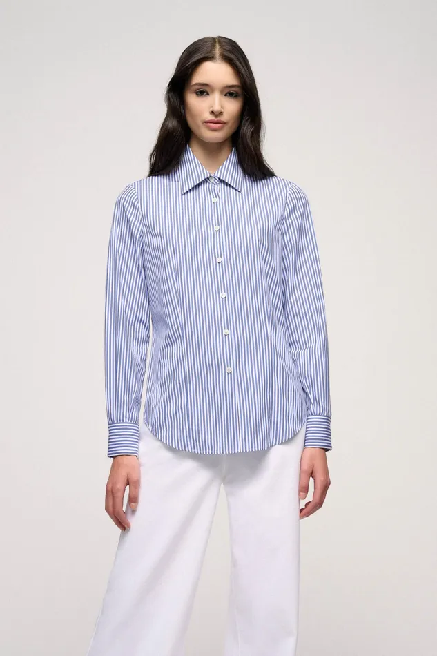 Luisa Spagnoli Blouses And Shirts Balzello Whitelight Blue 8211 Women