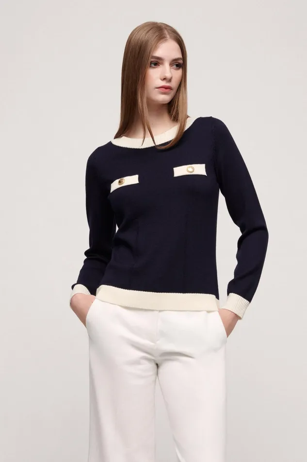 Luisa Spagnoli Knitwear Miniatura Bluecream 8211 Women