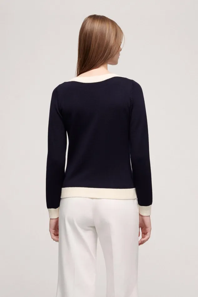 Luisa Spagnoli Knitwear Miniatura Bluecream 8211 Women Luisa Spagnoli Knitwear Miniatura Bluecream 8211 Women
