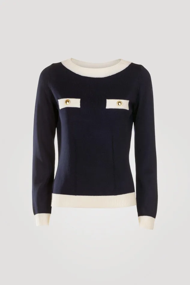 Luisa Spagnoli Knitwear Miniatura Bluecream 8211 Women Luisa Spagnoli Knitwear Miniatura Bluecream 8211 Women