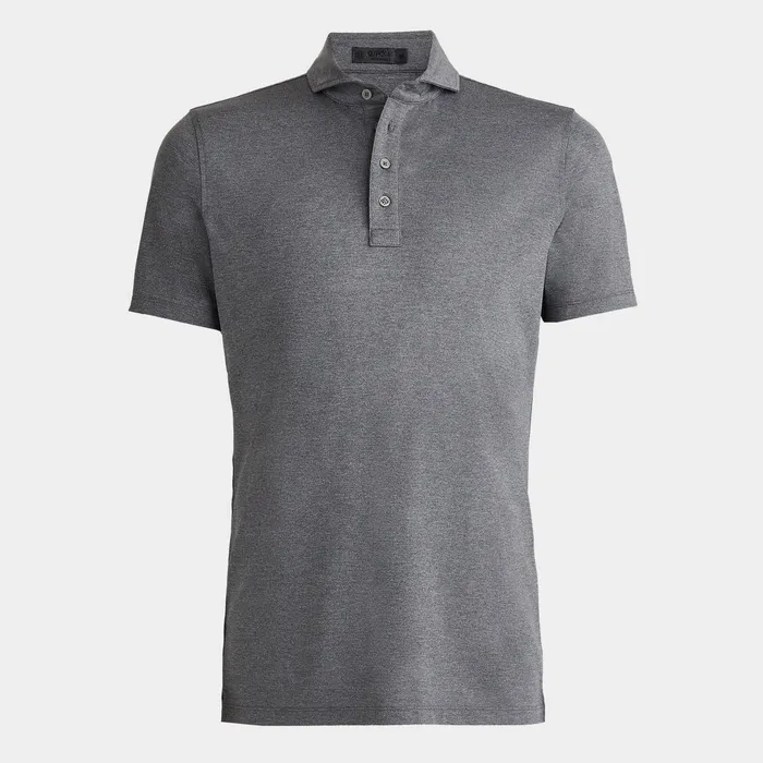 Mlange Rib Gusset Tech Piqu Modern Spread Collar Polo Heather Grey Men GFORE Tops