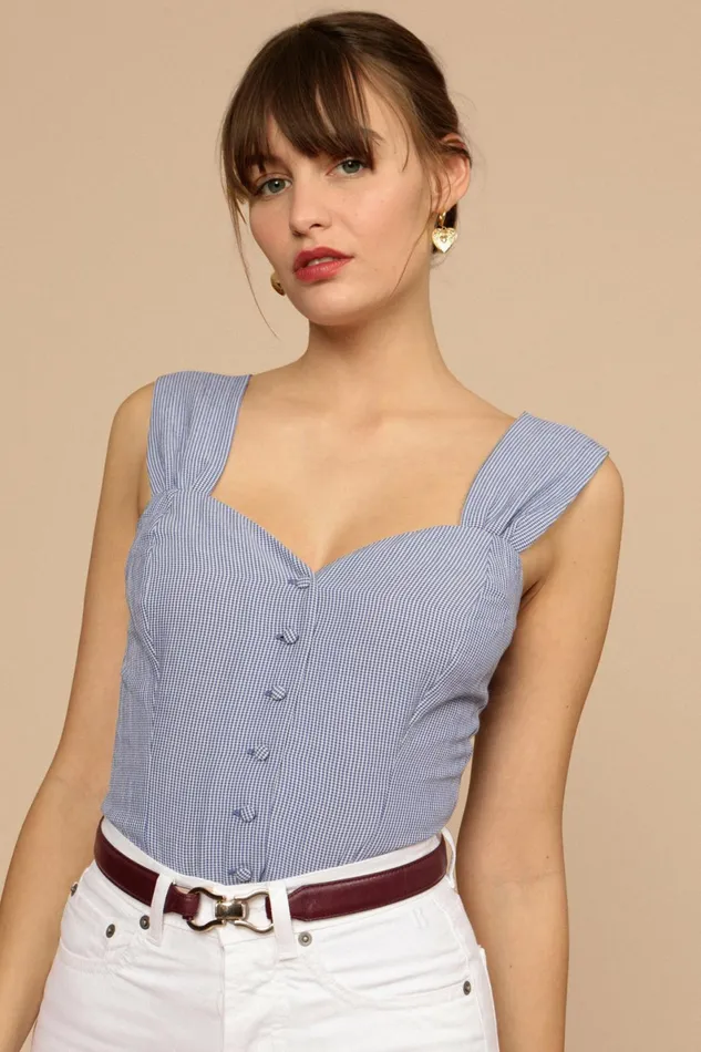 MAGGIE Top Bleu Vichy Women Rouje Blouses and Tops