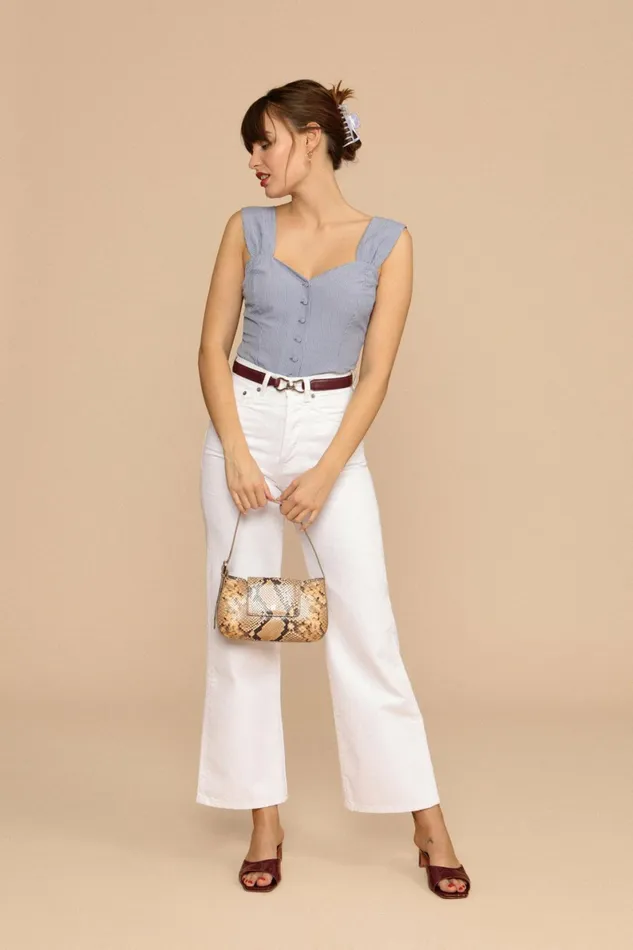 MAGGIE Top Bleu Vichy Women Rouje Blouses and Tops