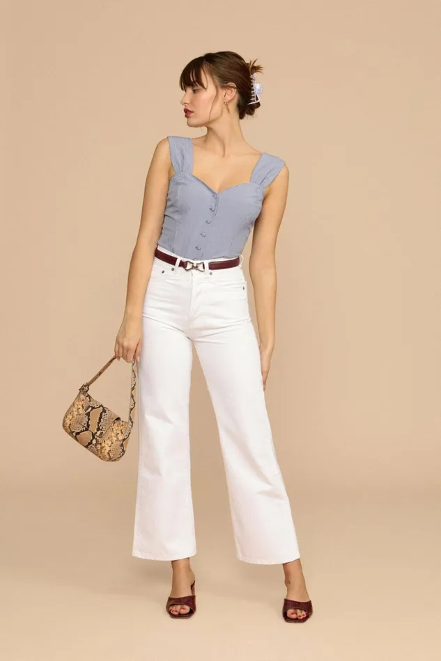 MAGGIE Top Bleu Vichy Women Rouje Blouses and Tops