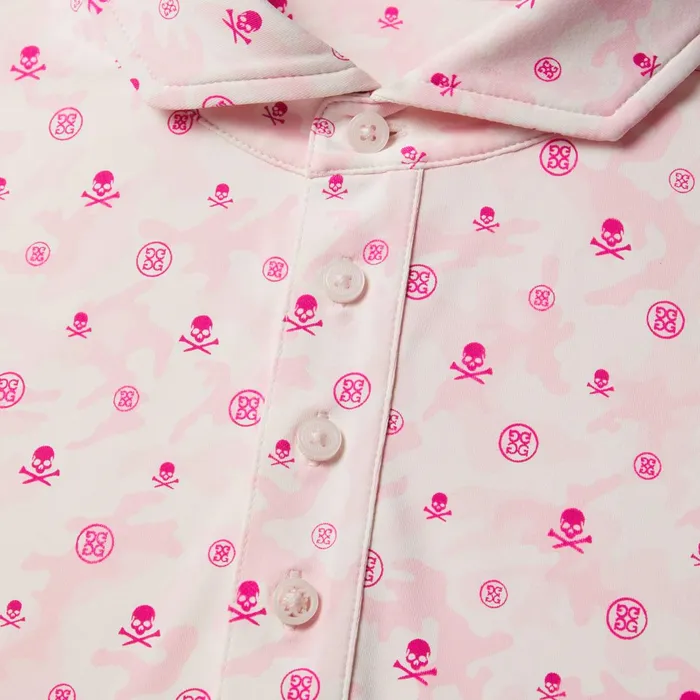 Mapped Icon Camo Tech Jersey Modern Spread Collar Polo Petal Men GFORE Tops