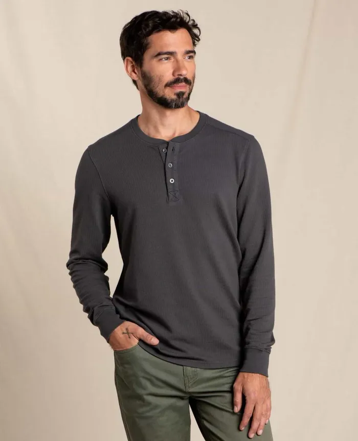 Men039s Men039s Ponderosa Long Sleeve Henley Soot ToadandCo TShirts