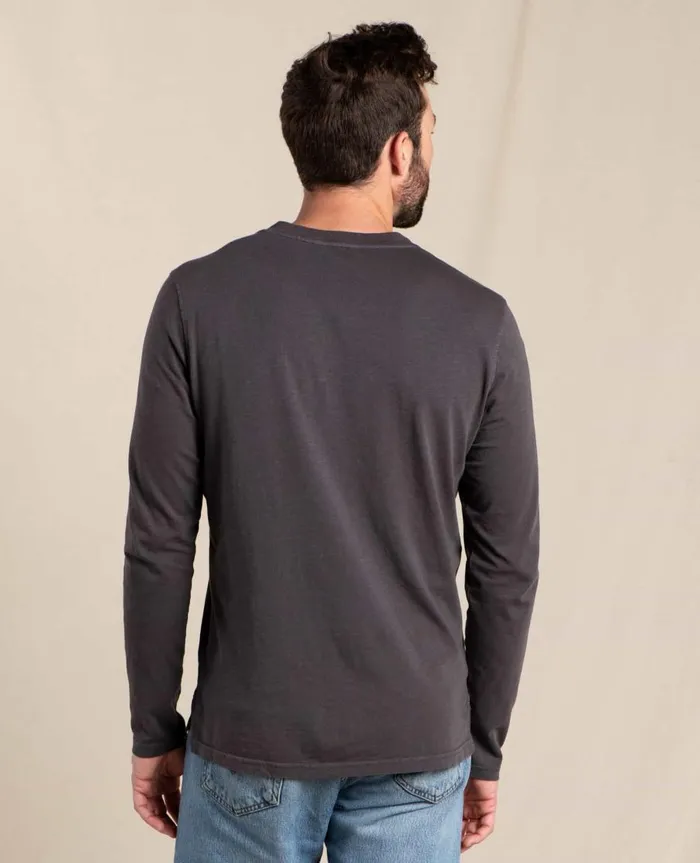 Men039s Men039s Primo Long Sleeve Henley Soot Vintage Wash ToadandCo TShirts