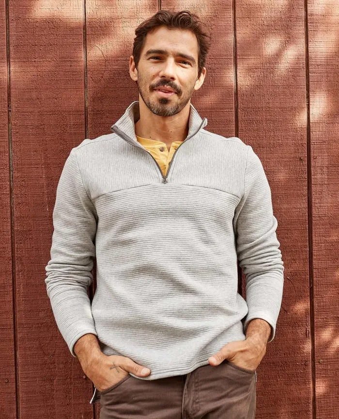 Men039s Moonwake 14 Zip Pullover Heather Grey ToadandCo Jackets and Layers