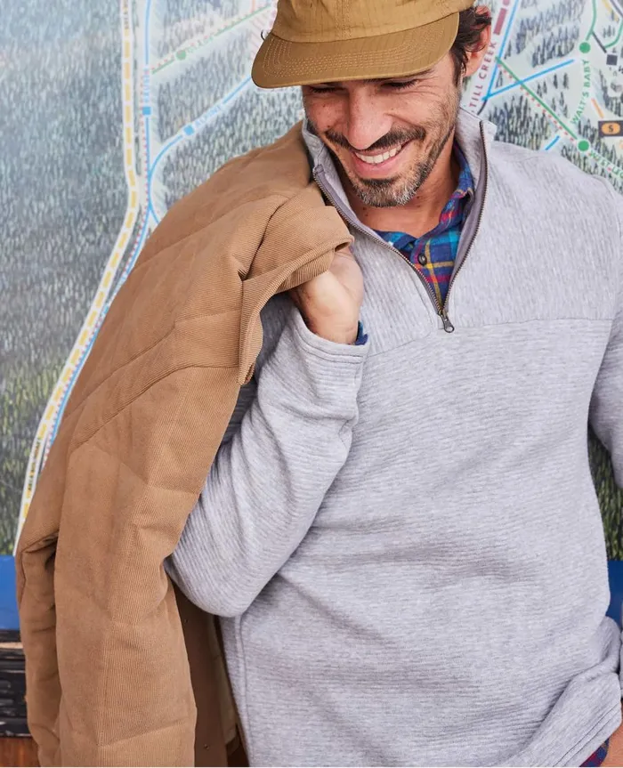 Men039s Moonwake 14 Zip Pullover Heather Grey ToadandCo Jackets and Layers