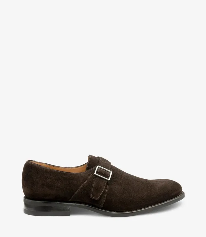 Men 357 Dark Brown Suede Loake Monk Shoes