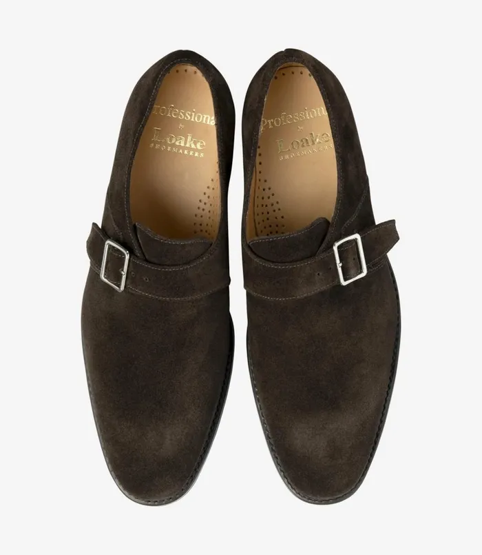 Men 357 Dark Brown Suede Loake Monk Shoes Men 357 Dark Brown Suede Loake Monk Shoes