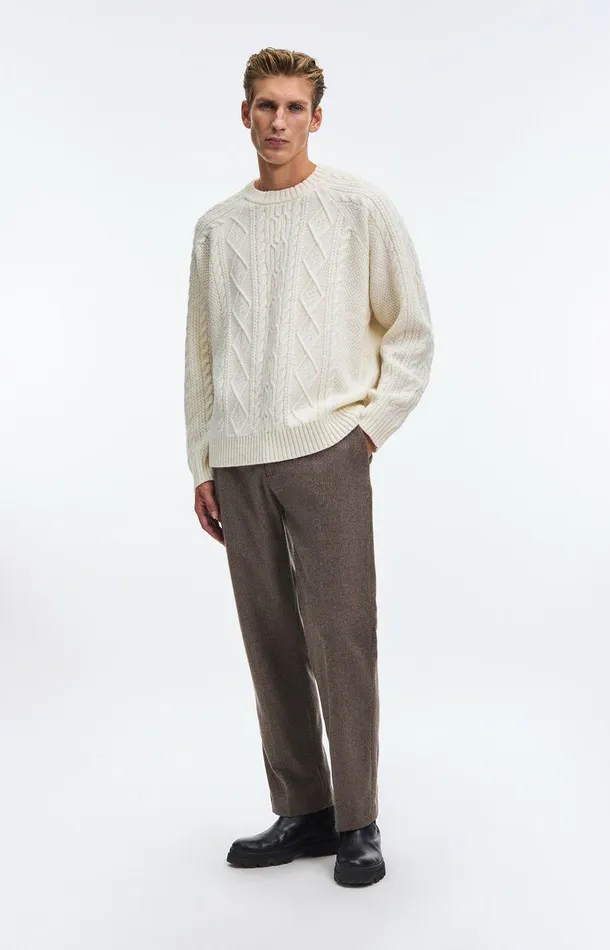 Men A Day039s March Knitwear Atlas Aran Knit Lambswool Sweater