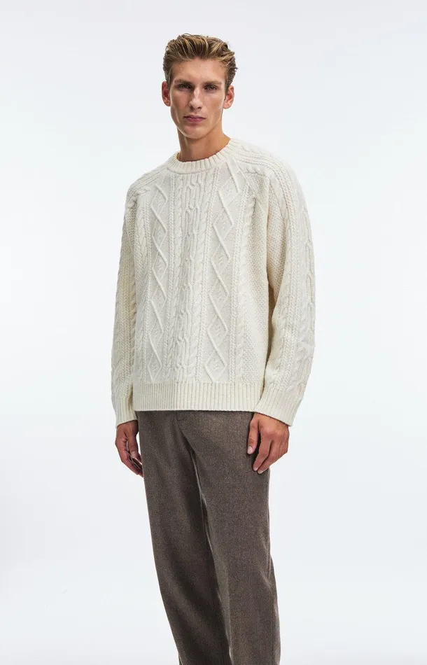 Men A Day039s March Knitwear Atlas Aran Knit Lambswool Sweater Men A Day039s March Knitwear Atlas Aran Knit Lambswool Sweater