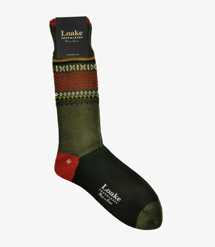 Men Arran Socks Olive Loake Socks