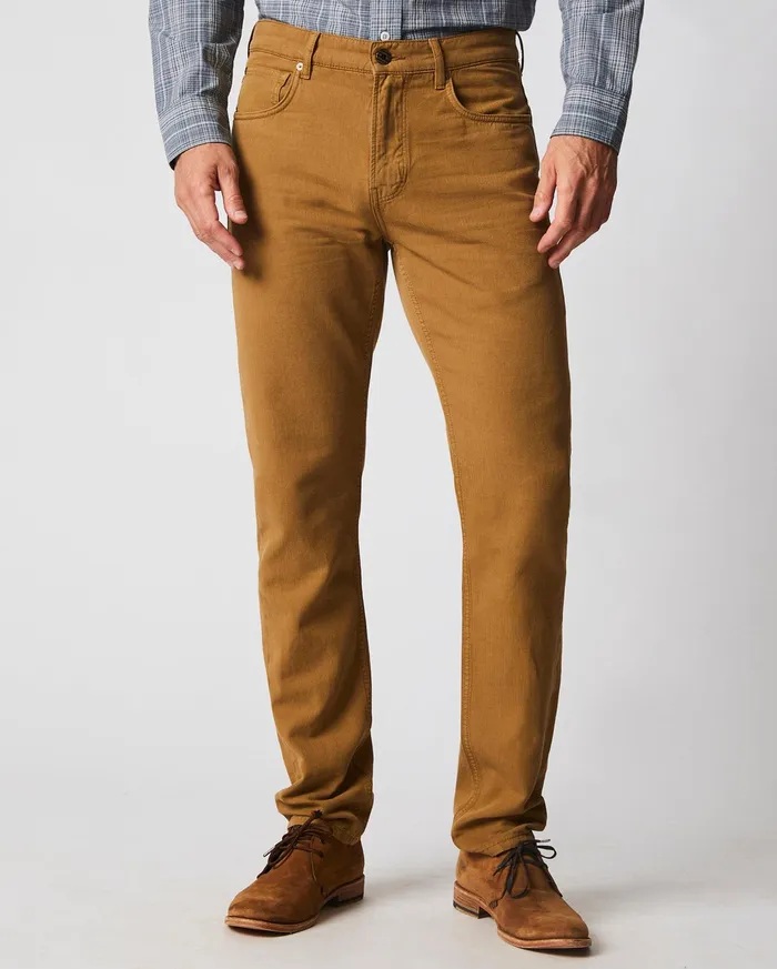 Men Bottoms Billy Reid Cotton Linen 5 Pocket Pant Dark Tan