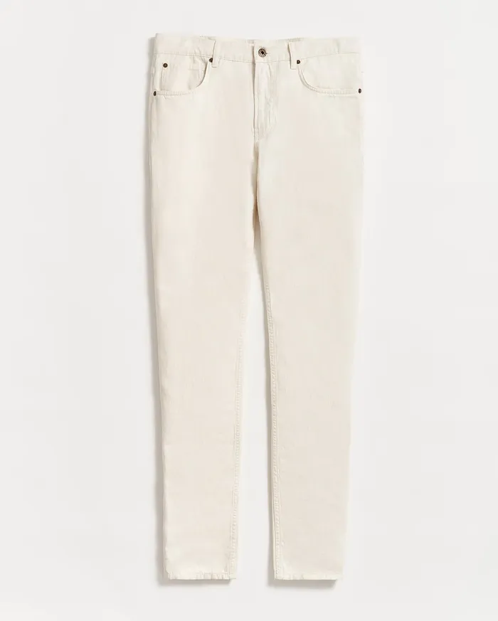 Men Bottoms Billy Reid Cotton Linen 5 Pocket Pant Eggshell