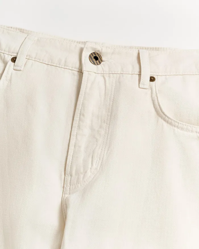 Men Bottoms Billy Reid Cotton Linen 5 Pocket Pant Eggshell