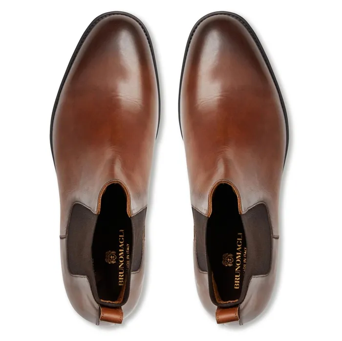 Men Bruno Magli Boots Byron Double Gore Slipon BootCognac